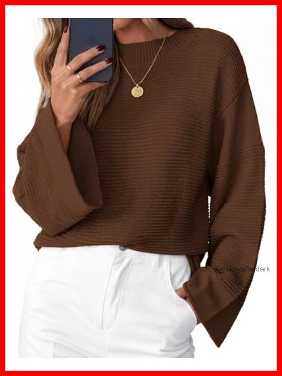 Sweaters - Oversized Chunky Ribbed Knit Sweater Women Crewneck Long Sleeve